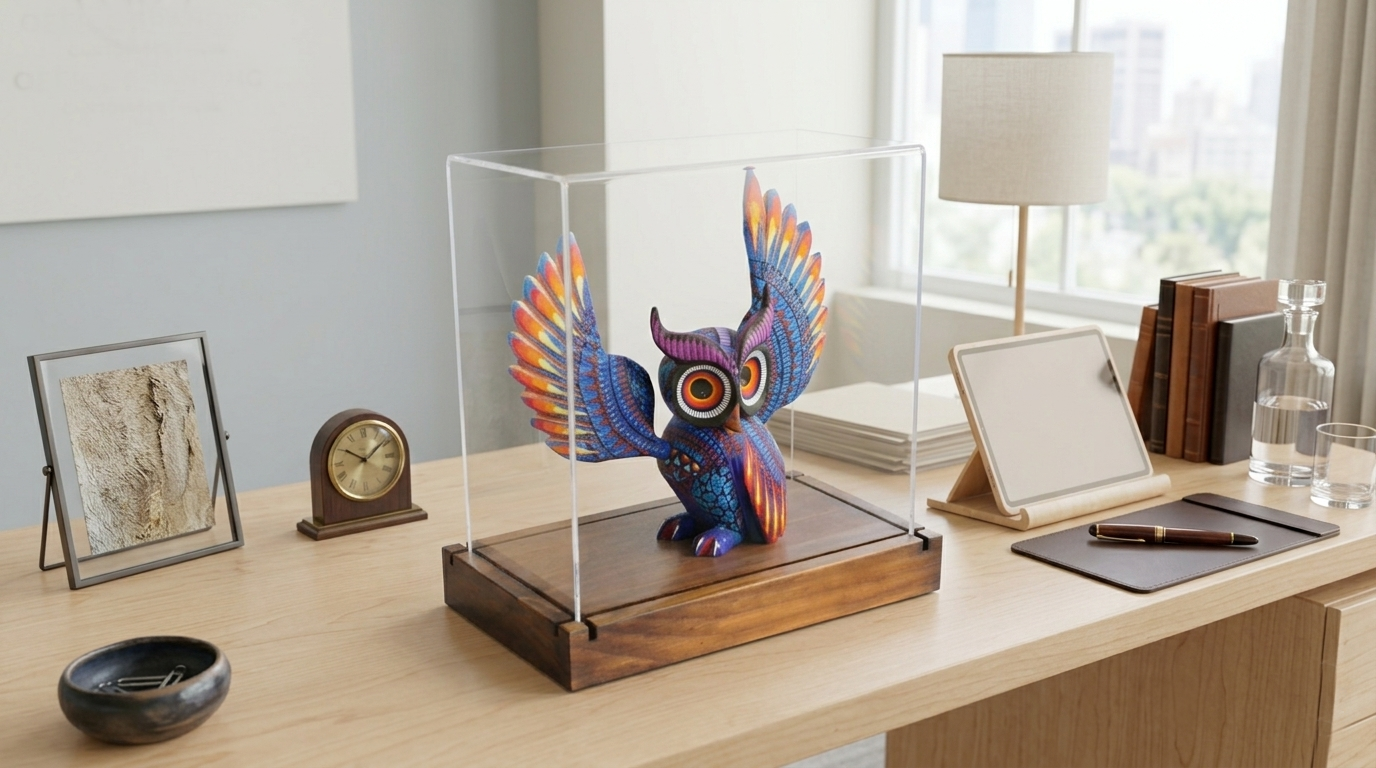 Buho de Alebrije, con base y placa