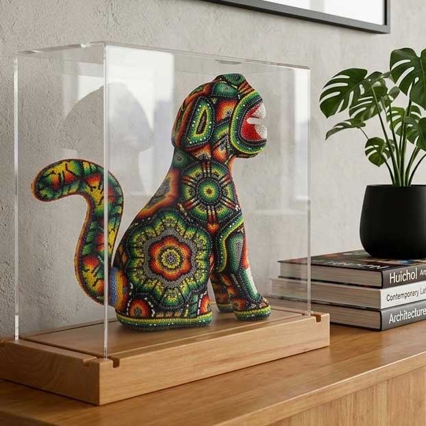 Jaguar en una comoda de madera